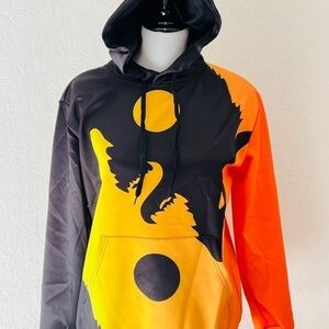 MENS or Unisex Wolf Print Pullover Hoodie Sweatshirt